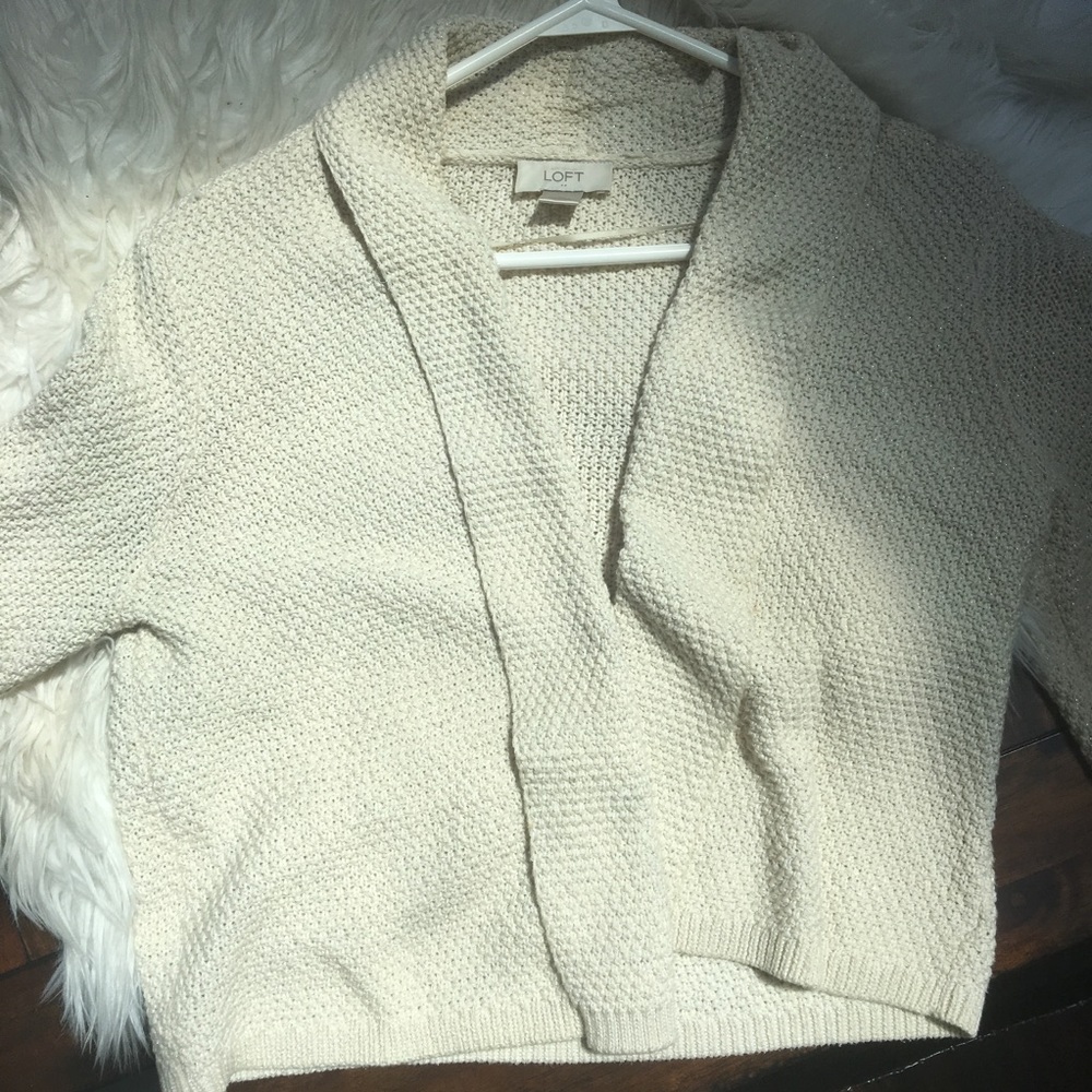 Ann Taylor Loft White Cardigan